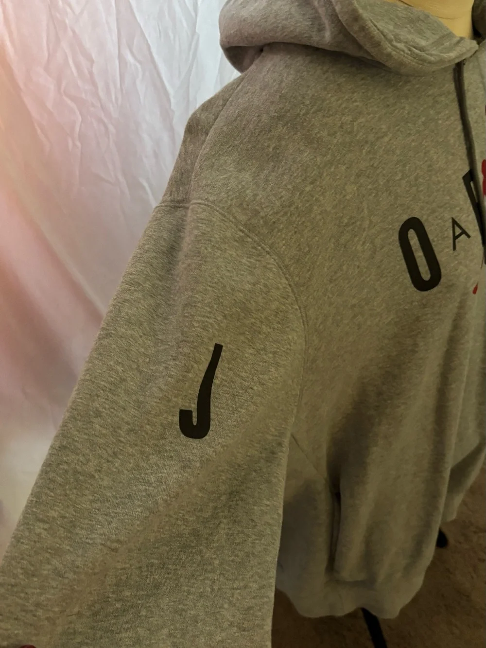 Jordan Men's Gray Pullover Hoodie with Red Jumpman Logo